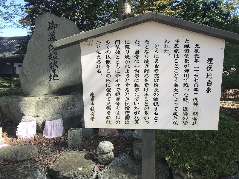 御尊像埋伏乃地の由来を記した説明板